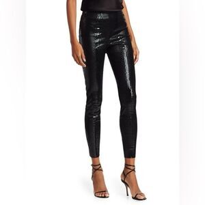 ALICE + OLIVIA SIZE 10 Maddox Crocodile Embossed lamb Leather Leggings pants